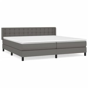 vidaXL szürke műbőr rugós ágy matraccal 200 x 200 cm kép