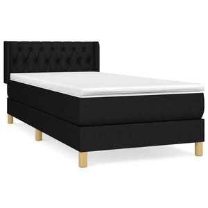 vidaXL fekete szövet rugós ágy matraccal 90x200 cm kép