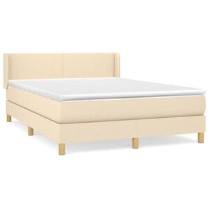 vidaXL krémszínű szövet rugós ágy matraccal 140 x 190 cm kép