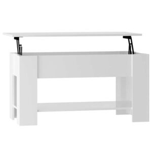 vidaXL magasfényű fehér szerelt fa dohányzóasztal 101 x 49 x 52 cm kép