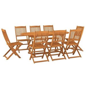 vidaXL 9 részes tömör akácfa kerti étkezőgarnitúra 180 x 90 x 75 cm kép