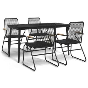 vidaXL 5 részes fekete PVC rattan kerti étkezőgarnitúra kép