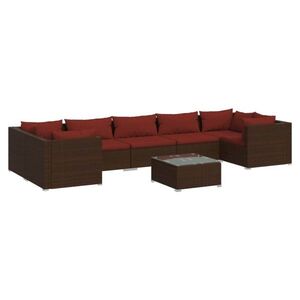 vidaXL 8 részes barna polyrattan kerti ülőgarnitúra párnákkal kép