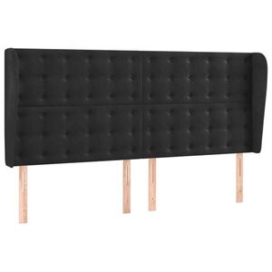 vidaXL fekete bársony fejtámla szárnyakkal 163 x 23 x 118/128 cm kép