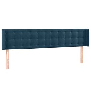 vidaXL sötétkék bársony szárnyas fejtámla 163x16x78/88 cm kép