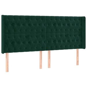 vidaXL zöld bársony fejtámla szárnyakkal 203x16x118/128 cm kép