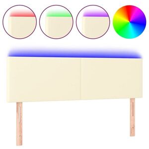 vidaXL krémszínű műbőr LED-es fejtámla 144 x 5 x 78/88 cm kép