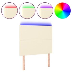vidaXL krémszínű műbőr LED-es fejtámla 100x5x118/128 cm kép