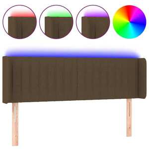 vidaXL sötétbarna szövet LED-es fejtámla 147 x 16 x 78/88 cm kép