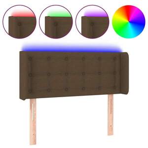 vidaXL sötétbarna szövet LED-es fejtámla 93 x 16 x 78/88 cm kép