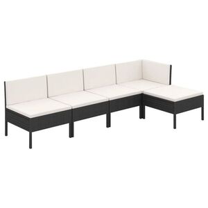 vidaXL 5 részes fekete polyrattan kerti ülőgarnitúra párnákkal kép