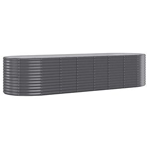 vidaXL antracitszürke horganyzott acél kerti magaságyás 322x100x68 cm kép
