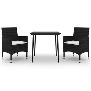 vidaXL 3 részes polyrattan és üveg kerti étkezőgarnitúra párnákkal kép