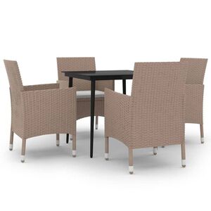 vidaXL 5 részes polyrattan és üveg kerti étkezőgarnitúra párnákkal kép