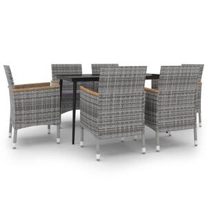vidaXL 7 részes polyrattan és üveg kerti étkezőgarnitúra párnákkal kép