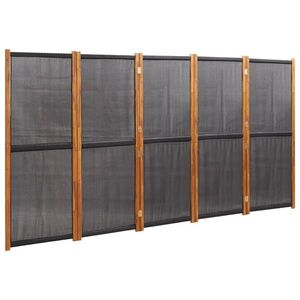 vidaXL fekete 5 paneles térelválasztó 350x180 cm kép