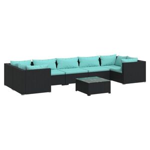 vidaXL 8 részes fekete polyrattan kerti ülőgarnitúra párnákkal kép