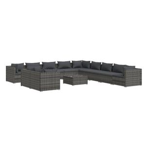 vidaXL 12 részes szürke polyrattan kerti ülőgarnitúra párnákkal kép