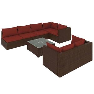 vidaXL 8 részes barna polyrattan kerti ülőgarnitúra párnákkal kép