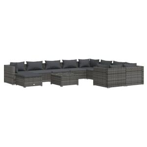 vidaXL 11 részes szürke polyrattan kerti ülőgarnitúra párnákkal kép