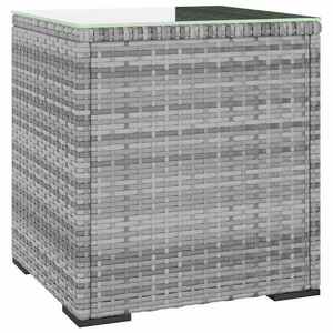 vidaXL szürke polyrattan és edzett üveg kisasztal 40 x 37 x 40, 5 cm kép