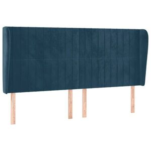 vidaXL sötétkék bársony fejtámla szárnyakkal 183x23x118/128 cm kép