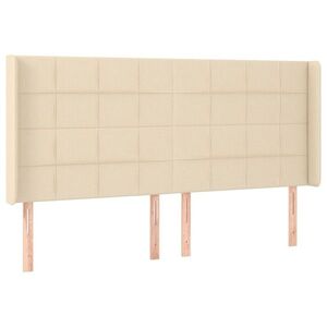 vidaXL krémszínű szövet fejtámla szárnyakkal 163x16x118/128 cm kép