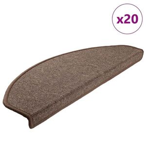 vidaXL 20 db-os lépcsőszőnyegek 65 x 24 x 4 cm kávébarna félkör alakú nagyméretű kép