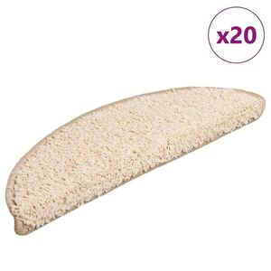vidaXL 20 db krémszínű, félkör alakú lépcsőszőnyeg 56 x 17 x 3 cm kép