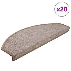 vidaXL 20 db világosbarna félkör alakú lépcsőszőnyeg 65 x 24 x 4 cm, nagy kép