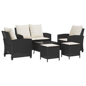 vidaXL 6 részes fekete polyrattan kerti ülőgarnitúra párnákkal kép