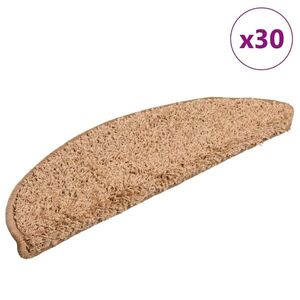 vidaXL 30 db bézs színű, félkör alakú lépcsőszőnyeg 56 x 17 x 3 cm kép