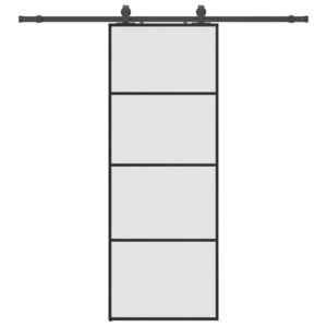 vidaXL fekete ESG üveg tolóajtó fémszerelvény-szettel 76x205 cm kép