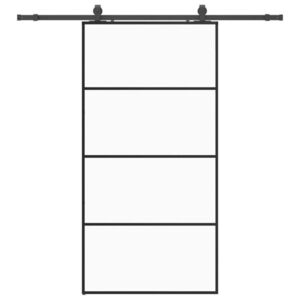 vidaXL fekete ESG üveg tolóajtó fémszerelvény-szettel 102, 5x205 cm kép