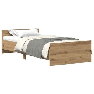 vidaXL kézműves tölgy szerelt fa ágykeret matrac nélkül 75x190 cm kép