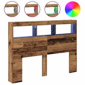 vidaXL antik fa áthidalószekrény LED-világítással 140 x 17 x 102 cm kép