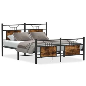 vidaXL füstös tölgy színű szerelt fa ágykeret matrac nélkül 150x200 cm kép
