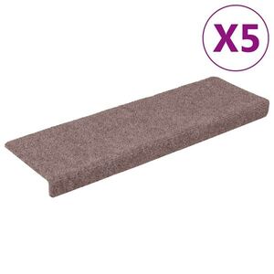 vidaXL 5 db öntapadós lépcsőszőnyeg 65 x 21 x 4 cm világosbarna téglalap alakú széllel kép