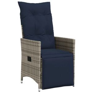 vidaXL szürke polyrattan dönthető kerti szék párnákkal kép