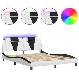 vidaXL fehér és fekete ágykeret Viana LED-ekkel matrac nélkül 160 x 200 cm kép