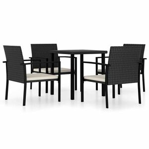 vidaXL 5 részes fekete polyrattan kerti étkezőgarnitúra kép