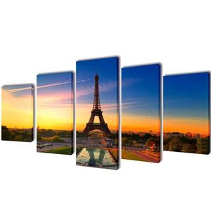 vidaXL Nyomtatott vászon falikép szett Eiffel-torony 200 x 100 cm kép