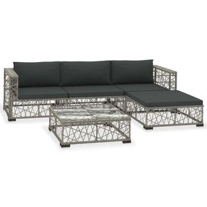 vidaXL 5 részes szürke polyrattan kerti ülőgarnitúra párnákkal kép