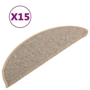 vidaXL 15 db barna félkör alakú lépcsőszőnyeg 56 x 17 x 3 cm kép