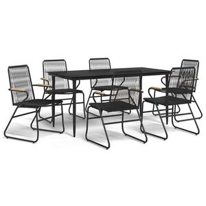 vidaXL 7 részes fekete PVC rattan kerti étkezőgarnitúra kép