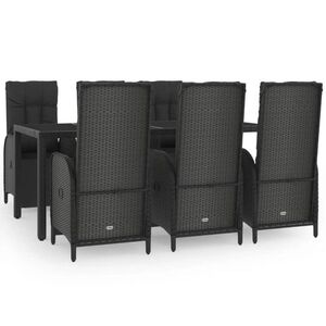 vidaXL 7 részes fekete polyrattan kerti étkezőgarnitúra párnával kép