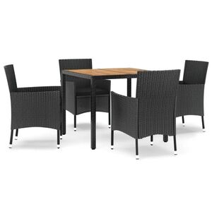 vidaXL 5 részes fekete polyrattan kerti étkezőgarnitúra párnákkal kép