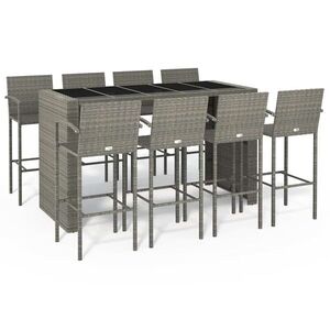 vidaXL 9 részes szürke polyrattan kerti bárszett kép