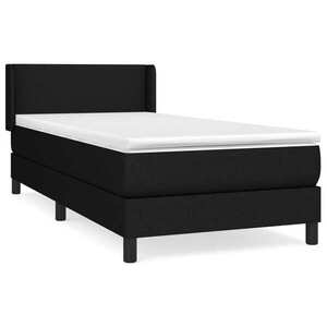 vidaXL fekete szövet rugós ágy matraccal 90x190 cm kép