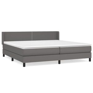 vidaXL szürke műbőr rugós ágy matraccal 200 x 200 cm kép